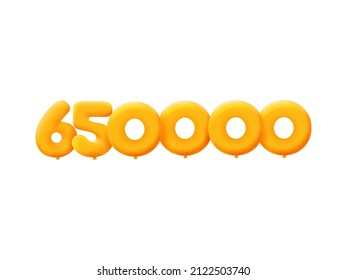Orange 3D number 650000 balloon realistic 3d helium Orange balloons. Coupon Vector illustration design Party decoration,Birthday,Anniversary,Christmas,Xmas,New year,Holiday Sale,celebration,carnival