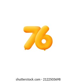 Orange 3D number 76 balloon realistic 3d helium Orange balloons. Coupon Vector illustration design Party decoration, Birthday,Anniversary,Christmas, Xmas,New year,Holiday Sale,celebration,carnival