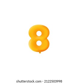 Orange 3D number 8 balloon realistic 3d helium Orange balloons. Coupon Vector illustration design Party decoration, Birthday,Anniversary,Christmas, Xmas,New year,Holiday Sale,celebration,carnival