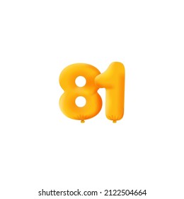 Orange 3D number 81 balloon realistic 3d helium Orange balloons. Coupon Vector illustration design Party decoration, Birthday,Anniversary,Christmas, Xmas,New year,Holiday Sale,celebration,carnival