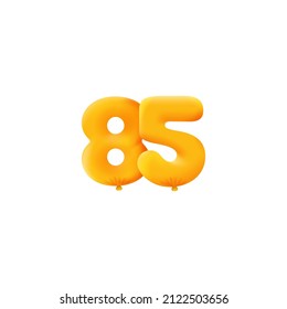 Orange 3D number 85 balloon realistic 3d helium Orange balloons. Coupon Vector illustration design Party decoration, Birthday,Anniversary,Christmas, Xmas,New year,Holiday Sale,celebration,carnival
