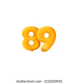 Orange 3D Nummer 89 Ballon realistische 3D Helium Orange Ballons. Coupon-Vektorgrafik-Design-Party-Dekoration, Geburtstag, Jahrestag, Weihnachten, Weihnachten, Neues Jahr, Feiertagsverkauf, Feiern, Karneval