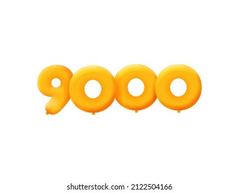 Orange 3D number 9000 balloon realistic 3d helium Orange balloons. Coupon Vector illustration design Party decoration,Birthday,Anniversary,Christmas,Xmas,New year,Holiday Sale,celebration,carnival