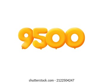 Orange 3D number 9500 balloon realistic 3d helium Orange balloons. Coupon Vector illustration design Party decoration,Birthday,Anniversary,Christmas,Xmas,New year,Holiday Sale,celebration,carnival