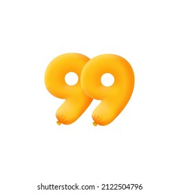 Orange 3D number 99 balloon realistic 3d helium Orange balloons. Coupon Vector illustration design Party decoration, Birthday,Anniversary,Christmas, Xmas,New year,Holiday Sale,celebration,carnival
