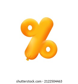 Orange 3D % Percent balloon realistic 3d helium Orange balloons. Coupon Vector illustration design Party decoration, Birthday,Anniversary,Christmas, Xmas,New year,Holiday Sale,celebration,carnival