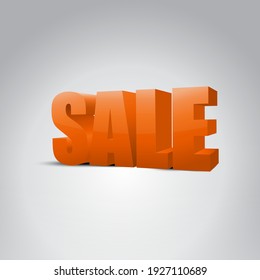 Orange 3D Sale sign for discount purposes. Sale poster design. Vector illustration.