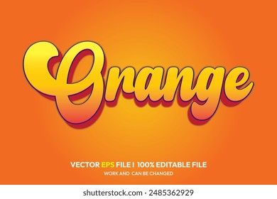 Orange 3d text effect design stylish font orange color