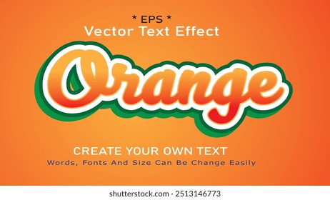 Efecto de texto 3D naranja Diseño de Vector totalmente editable, fuente de dibujos animados 3D naranja Efecto de estilo de texto editable Vector