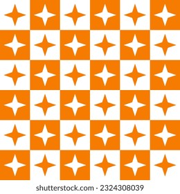 Orange 4 point star. 4 point star pattern. 4 point star pattern background. 4 point star background. Seamless pattern. for backdrop, decoration, Gift wrapping