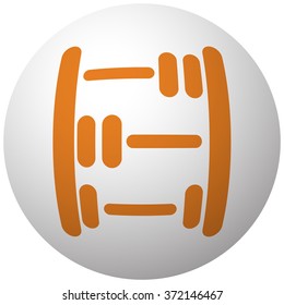 Orange Abacus icon on sphere isolated on white background
