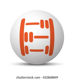 Orange Abacus icon on white ball