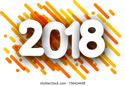 Laranja abstrata 2018 fundo de ano novo. Ilustração em papel vetorial.