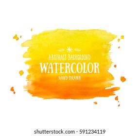Orange abstract aquarelle background. Hand drawn watercolor stains, splashes and drops. Vector texture handmade