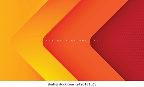 Fondo de forma de flecha abstracta naranja, con vector de diseño decorativo de línea.