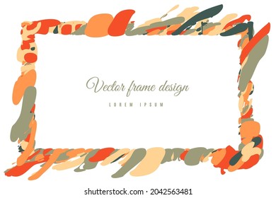Orange Abstract art wave background frame border shape. paint flow
