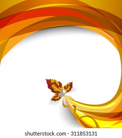 Orange abstract background with autumn leaves curl