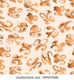 Orange abstract background with blur stains of paint. Seamless pattern for creating card, web page background, wallpaper and textile. Vector illustration.