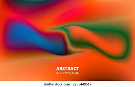 Orange abstract background with blurred multicolor gradient and halftones shapes. Vector illustration