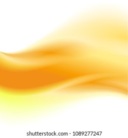 Orange abstract background for business artwork. Yellow rippling silk cloth. Vector gold template with wavy lines.