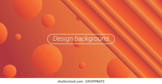 Orange abstract background with circles. Minimal geometric banner. Vector illustration.