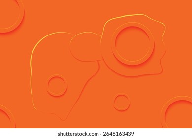 An orange abstract background featuring floating, organic shapes and concentric circles with subtle shadows and glowing edges, creating a playful, modern look.