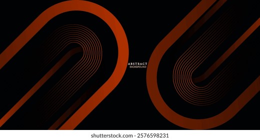 Orange abstract background with geometric shape. Modern gradient diagonal rounded lines. Dynamic shapes. Minimal geometric. Futuristic concept. Horizontal banner template. Vector illustration