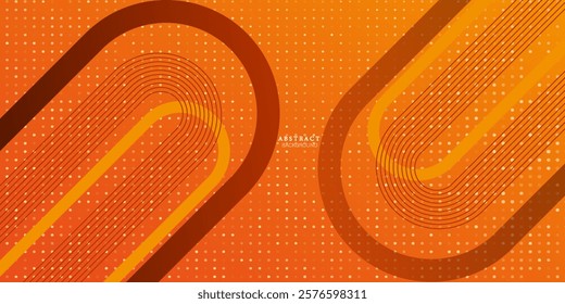 Orange abstract background with geometric shape. Modern gradient diagonal rounded lines. Dynamic shapes. Minimal geometric. Futuristic concept. Horizontal banner template. Vector illustration