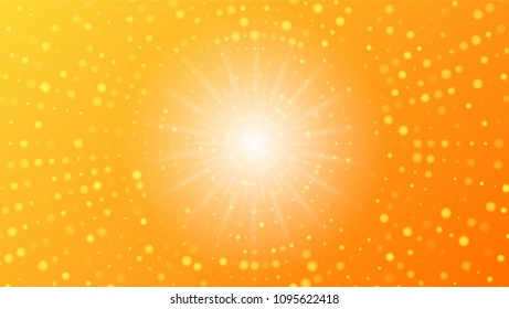 Orange abstract background with glare and sunlight. Vector illustration.
