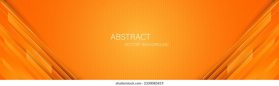 Orange abstract background with golden glowing lines with free space for design. modern technology innovation concept background
