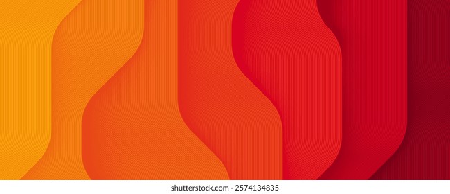 Orange abstract background layers lines texture design vector