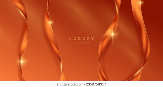 orangefarbener abstrakter Hintergrund mit luxuriösen goldenen Elementen, Vektorgrafik