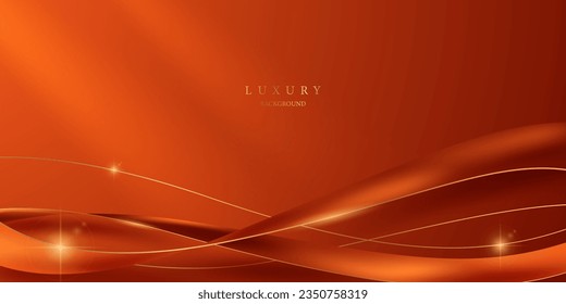 orange abstract background with luxury golden elements vector illustration