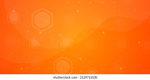 Orange abstract background of the molecules. The hexagonal structure shapes. Presentation studies. The molecular structure of the hexagonal lattice.Eps10 vector
