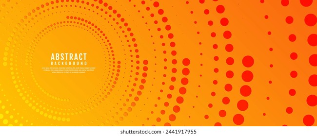 Fondo abstracto naranja en el espacio brillante con líneas punteadas forma efecto decoración. Concepto moderno del estilo del círculo de los puntos del elemento del diseño gráfico para la cubierta del banner, del volante, de la tarjeta o del folleto de la web