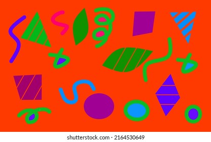 orange abstract background with pattern of various shapes