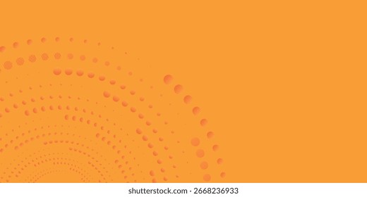 Orange abstract background with rotating black and orange gradient colorful circles. Vector design with modern graphic design element dot style concept. Vol. 3