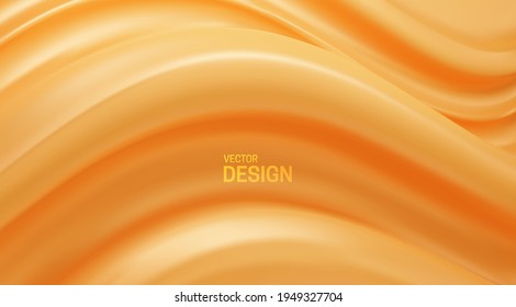 Orange abstract background. Soft elastic shape backdrop. Vector 3d illustration. Minimalist decoration for banner or cover design.