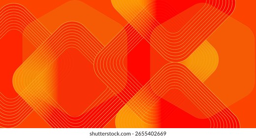 Orangefarbener abstrakter Hintergrund mit quadratischen Formen. Geometrische Konstruktionselemente. Dynamische Formen. Modernes Konzept. Anzug für Broschüre, Flyer, Banner, Corporate, Cover, Website, Poster. Vektorgrafik