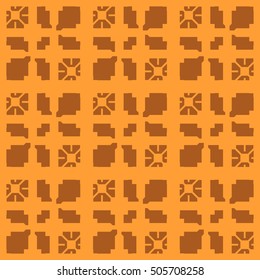 Orange abstract background, striped textured geometric seamless pattern