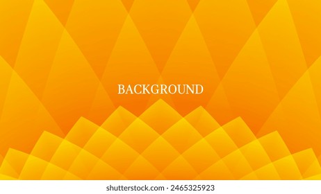 Orange abstract background with triangular and rhombic pattern, sunflower shape, romantic floral banner	