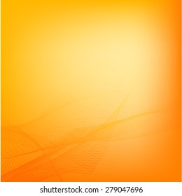 Orange abstract background with waves and lines with rays