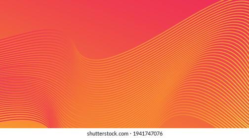 Orange abstract background with wavy lines - Vector illustration
