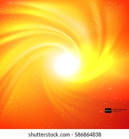 Orange abstract background, yellow sun light wallpaper, bright design vector illustration.