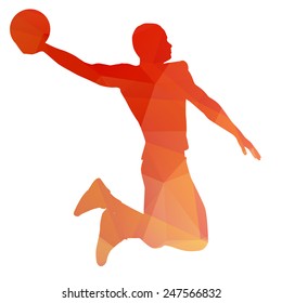 Orange abstract basketball player