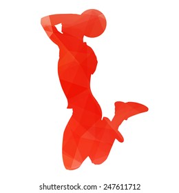 Orange abstract basketball player