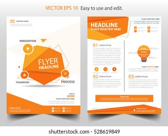 Orange abstract Brochure annual report design template vector. Business Flyers infographic magazine poster.Abstract layout template ,Book Cover presentation portfolio.