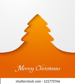 Orange Abstract Christmas Tree Applique. Vector Illustration