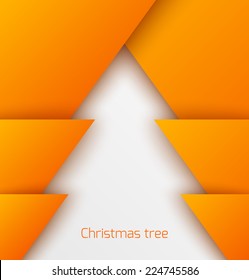 Orange Abstract Christmas Tree Paper Applique. Vector Illustration