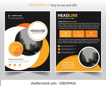 Orange abstract circle annual report Brochure design template vector. Business Flyers infographic magazine poster.Abstract layout template ,Book Cover presentation portfolio.